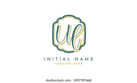UL Initials, handwriting logo vector
