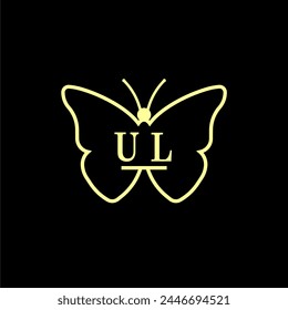 UL Initials Ilustración vectorial de logotipo de mariposa de lujo