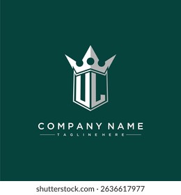 UL letter monogram initial logo for shield and crown design