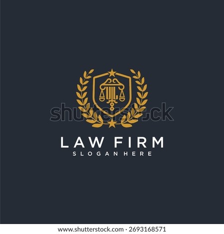 UL letter monogram logo for lawfirm with pillar and leaf image design