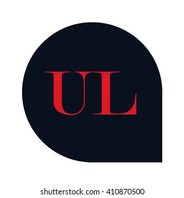 UL Letters red , Abstract black background logo, Design identity in shape, Alphabet letter