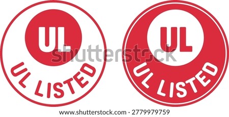 UL listed certification symbols isolated on white background, safety compliance marks for approved electrical products