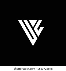 UL Logo letter monogram with triangle shape design template isolated on black background