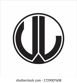 UL Logo monogram circle with piece ribbon style on white background