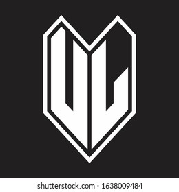 UL Logo monogram with emblem line style isolated on black background