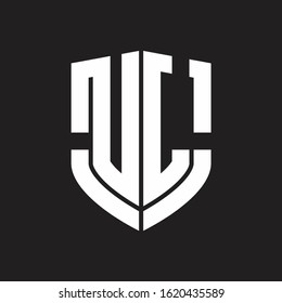 UL Logo monogram with emblem shield shape design isolated on black background
