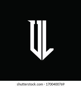 UL logo monogram with emblem shield style design template