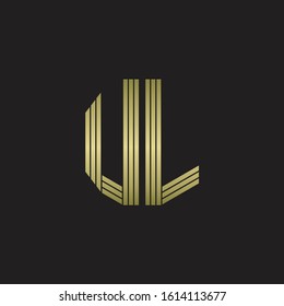 UL Logo monogram outline style linked isolated with gold colors