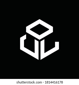 UL monogram logo with 3 cube style design template isolated on black background