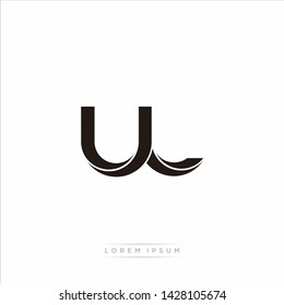 ul u l Initial Letter Split Lowercase Modern Monogram linked outline rounded logo