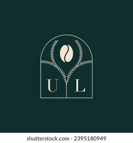 UL Unique and simple logo design combination of letters and coffee bean