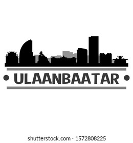 Ulaanbaatar Mongolia City Travel. City Skyline. Silhouette City. Design Vector. Famous Monuments.