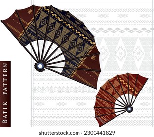 ulaos batik pattern vector on hand fan