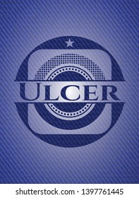 Ulcer emblem with denim texture. Vector Illustration. Detailed.