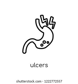 Ulcers icon. Trendy modern flat linear vector Ulcers icon on white background from thin line Diseases collection, editable outline stroke vector illustration