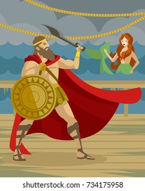 ulises greek mythology in the sea and mermaid singing
