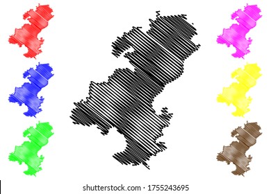 Ulm City (Federal Republic of Germany, Baden-Wurttemberg) map vector illustration, scribble sketch City of Ulm map