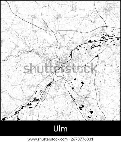 Ulm city map, Germany - Topographic vector map poster