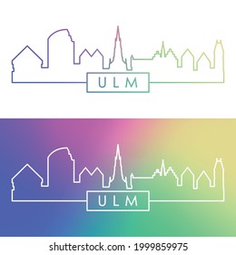 Ulm skyline. Color Linear style. Editable vector file.