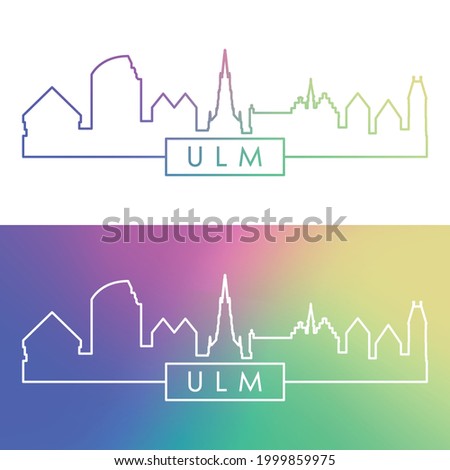 Ulm skyline. Color Linear style. Editable vector file.
