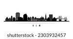 Ulm skyline horizontal banner. Black and white silhouette of Ulm, Germany. Vector template for your design. 