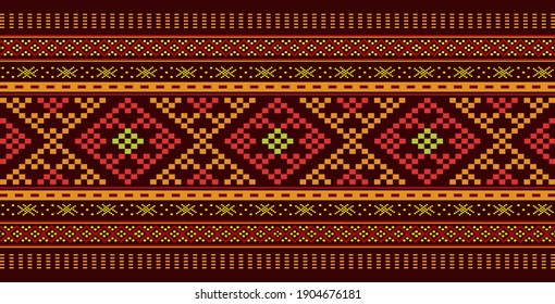 Ulos Batak Toba with a dark red and gold motif design