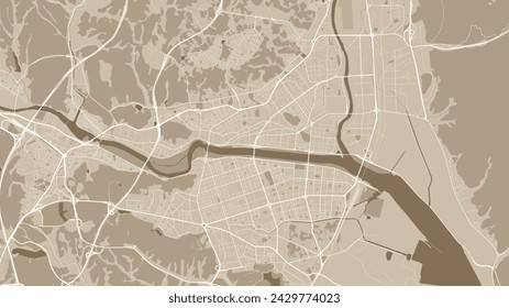 Ulsan map, South Korea. Vector city streetmap, municipal area.