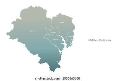 ulsan map. vector of south korea city  map.