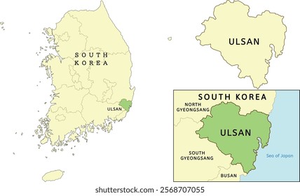 Ulsan Metropolitan city location on map of South Korea