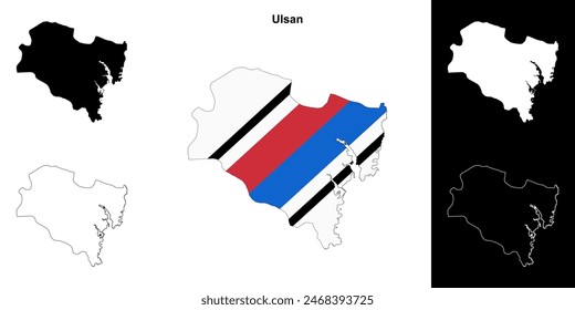 Ulsan province outline map set