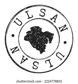 Ulsan, South Korea Silhouette Postal Passport. Stamp Round Vector Icon Map. Design Travel Postmark. 