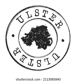 Ulster, Ireland Silhouette Postal Passport. Stamp Round Vector Icon Map. Design Travel Postmark. 