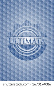 Ultimata blue polygonal emblem. Vector Illustration. Detailed.