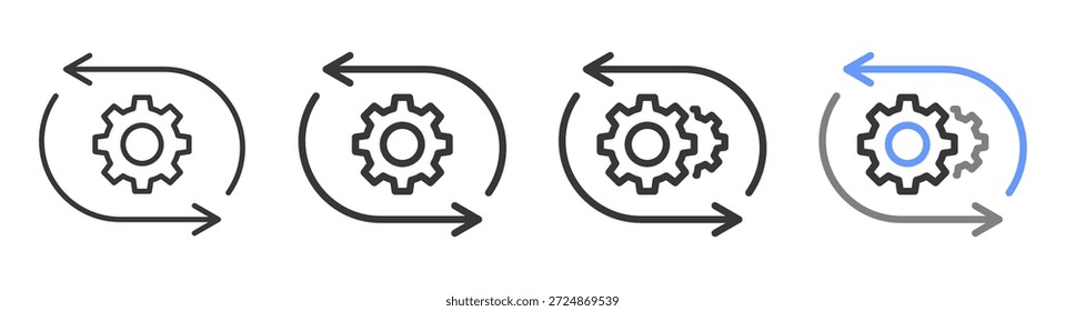 Die ultimative agile Stile mit Variationen Linie von Symbol gesetzt Vektorgrafik