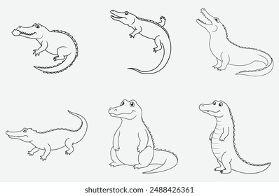 Ultimate Alligator Line Art Vector Set