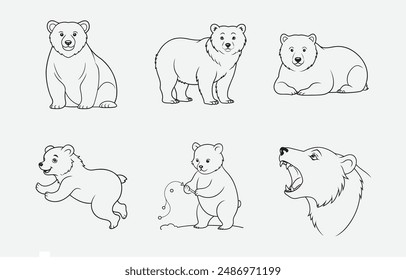 Ultimate Bear Line Art Vector Set: Majestic and Detailed Designs