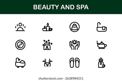 Ultimate Beauty and Spa Icon Collection for Modern Wellness Branding and Digital Design Perfect for Salons Skincare and Relaxation Projects