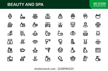 Ultimate Beauty and Spa Icon Collection for Modern Wellness Branding and Digital Design Perfect for Salons Skincare and Relaxation Projects