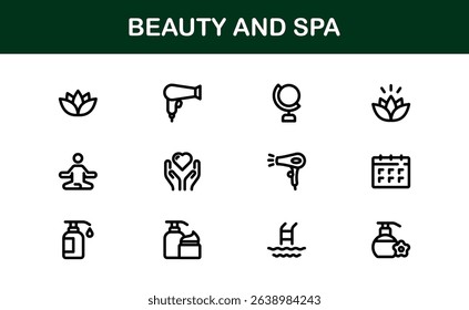 Ultimate Beauty and Spa Icon Collection for Modern Wellness Branding and Digital Design Perfect for Salons Skincare and Relaxation Projects