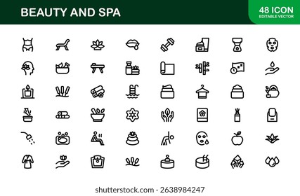 Ultimate Beauty and Spa Icon Collection for Modern Wellness Branding and Digital Design Perfect for Salons Skincare and Relaxation Projects