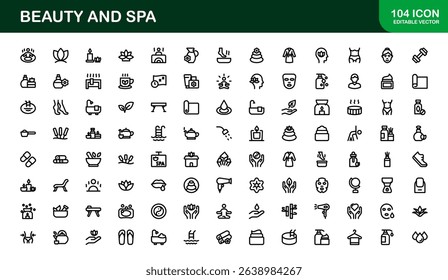 Ultimate Beauty and Spa Icon Collection for Modern Wellness Branding and Digital Design Perfect for Salons Skincare and Relaxation Projects