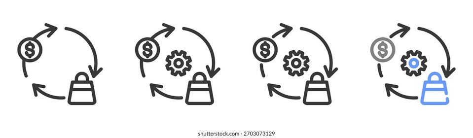 Os melhores hábitos de compra Estilos com variações Linha de ícone definir ilustração vetorial