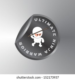 ultimate cartoon white ninja warrior sticker label
