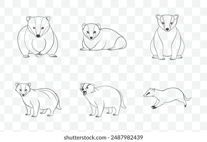 Ultimate Collection of Badger Line Art Vector Set for Creative Projects and Designs