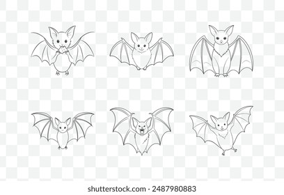 Ultimate Collection of Bat Line Art Vector Set for Creative Projects and Design Needs