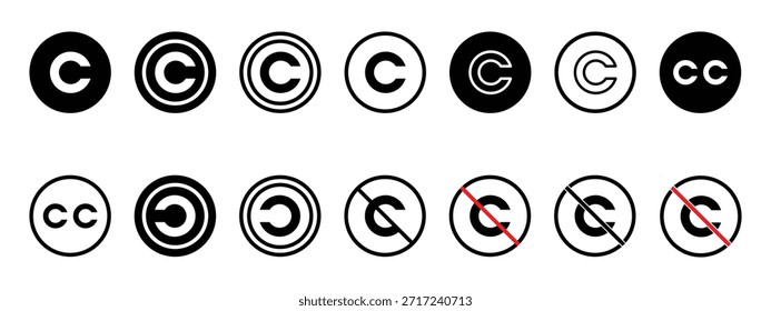 Ultimate Copyright e Creative Commons Symbol Set - Ícones vetoriais.
