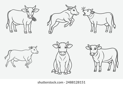 Ultimate Cow Line Art Set Vector Collection ,Premium Illustrations and Designs