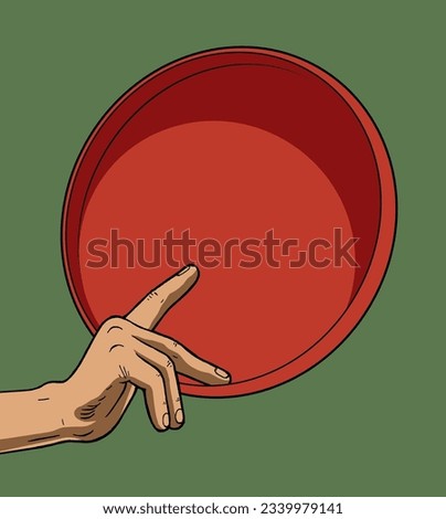 Ultimate disc grip. Disc golf grip isolated vector illustration. Hand holding ultimate.