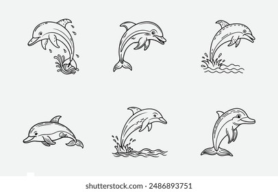 Ultimate Dolphin Line Art Vector Set: Stunning Marine Illustrations for Designers