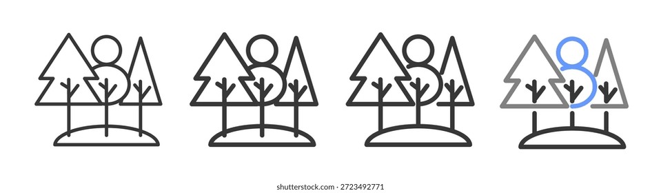 Os Estilos de floresta Ultimate com Variações Linha de ícone definir ilustração de vetor